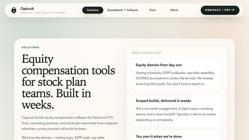 CapLock website preview